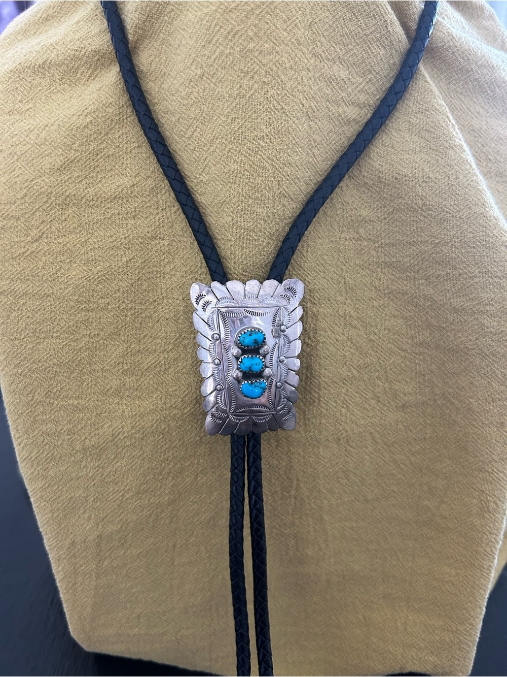 Sterling/Turquoise Silver Bolo Tie Necklace